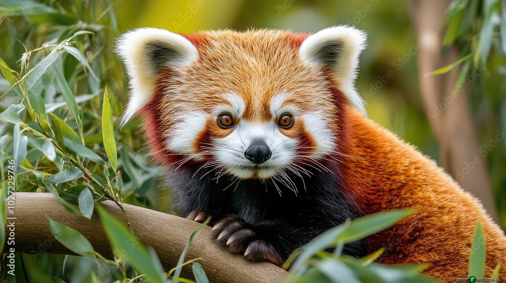 Fototapeta premium Charming Red Panda Among Greenery