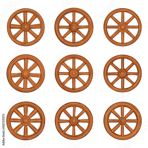 Wooden wheel drawing clipart design illustration