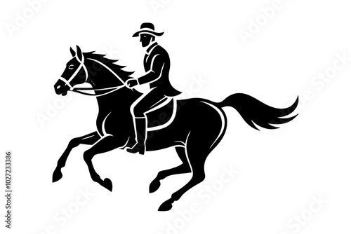  Horse rider in action stylish vector t shirt design on white background