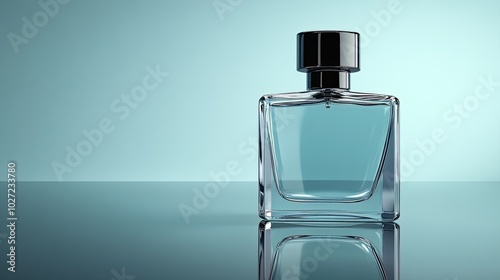 Elegant Clear Bottle on Reflective Surface
