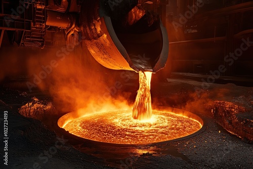 Tank pours liquid metal photo