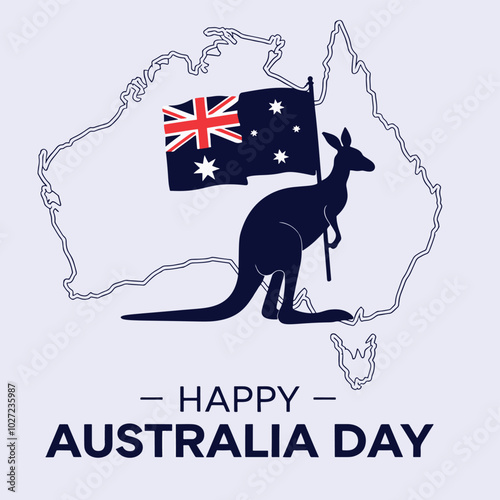 Marking Australia Day with an Illustration of a Kangaroo and the National Flag