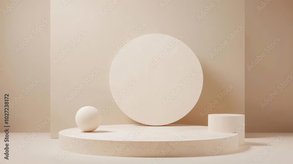 Simple platform made of geometric shapes with clean, sharp lines in a neutral setting