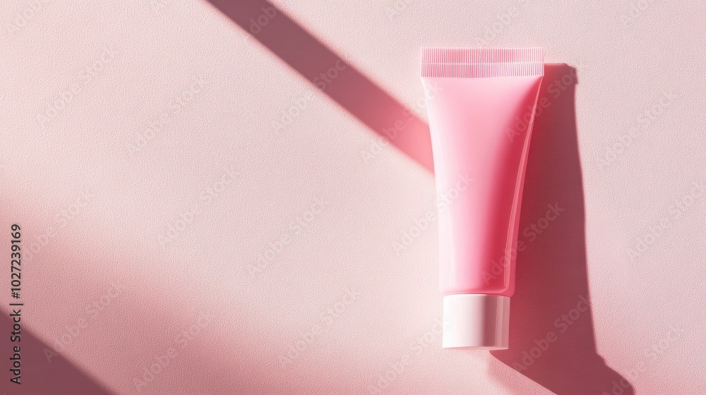 Pink Cosmetic Tube on Soft Background Pink Cosmetic Tube on Soft Background