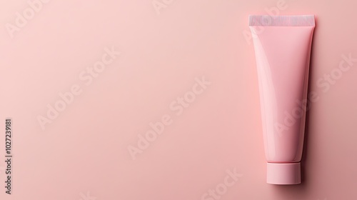 Soft Pink Cosmetic Tube on Minimalist Background