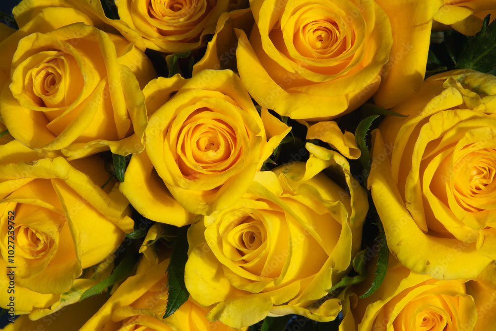 Bright yellow roses arranged beautifully in a decorative setting Bright yellow roses arranged beautifully in a decorative setting