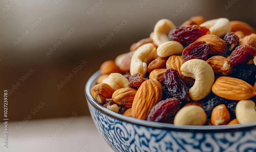 bowl of mixed nuts and dried fruits, Generative AI bowl of mixed nuts and dried fruits, Generative AI