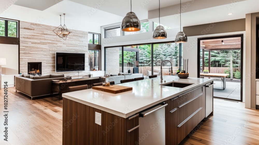 Modern Kitchen with Open Living Space and Natural Light Modern Kitchen with Open Living Space and Natural Light