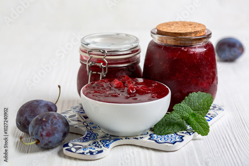 Homemade plum jam.