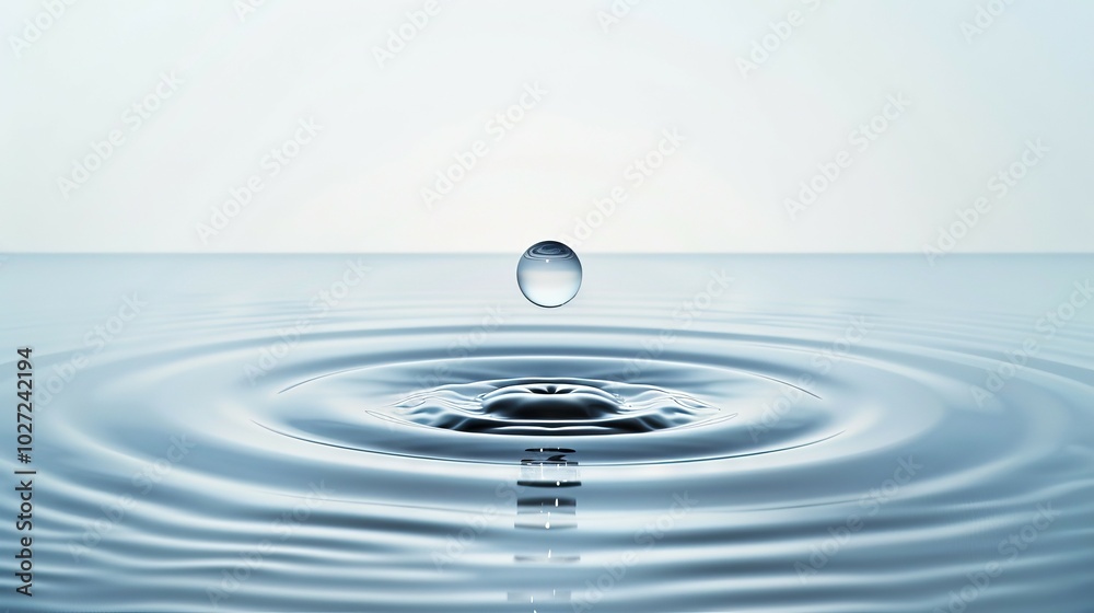 Water drop ripples. Single water droplet creates ripples in still water, representing peace and serenity. Water drop ripples. Single water droplet creates ripples in still water, representing peace and serenity.