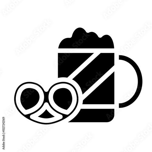 Beer and Pretzel Combo Vector Design Icon Style