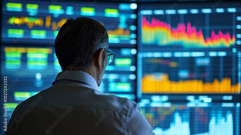 A financial advisor giving investment advice, with a focus on charts, graphs, and detailed financial data A financial advisor giving investment advice, with a focus on charts, graphs, and detailed financial data