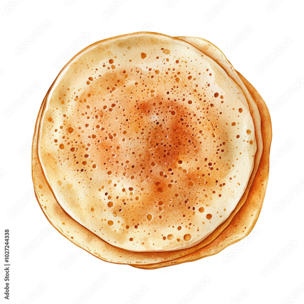 A stack of pancakes with a brown and tan color A stack of pancakes with a brown and tan color