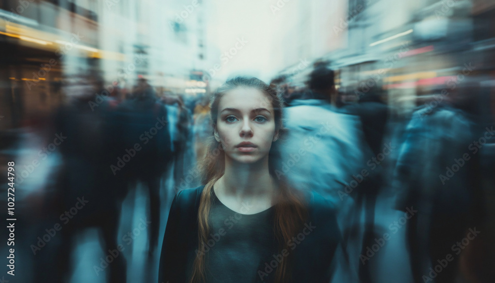 Capture people where the entire image is slightly blurred, playing with focus to create a sense of mystery and ambiguity, as if the person is fading in and out of perception Capture people where the entire image is slightly blurred, playing with focus to create a sense of mystery and ambiguity, as if the person is fading in and out of perception