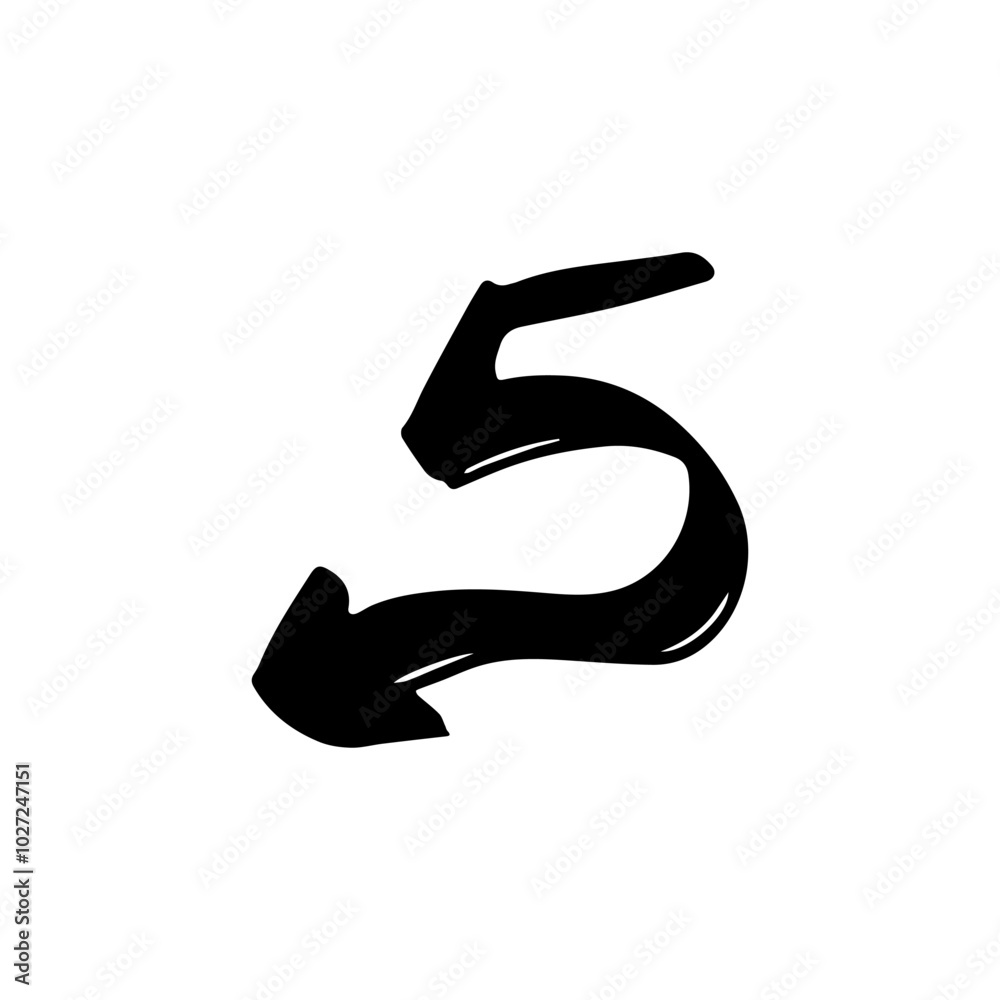 hand writing number 5 arrow black color hand writing number 5 arrow black color