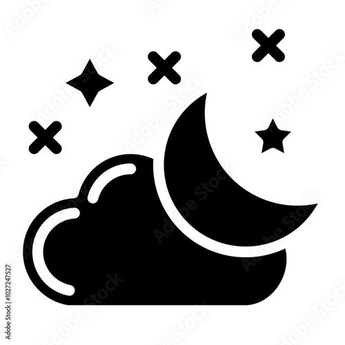 Moonlit Night Vector Design Icon Style