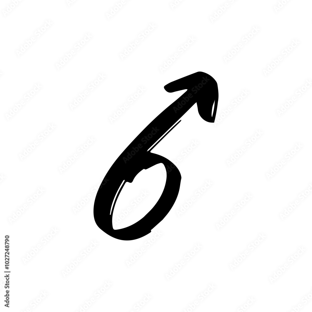 hand writing number 6 arrow black color hand writing number 6 arrow black color