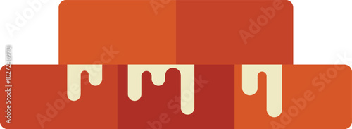 Simple vector illustration of a brick wall being built with flowing mortar