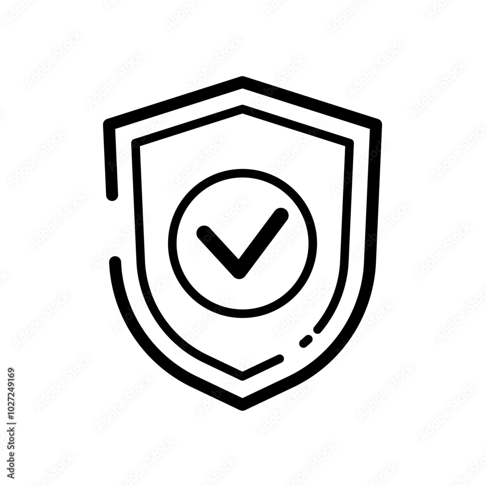 Shield with check sign, protection- vector icon Shield with check sign, protection- vector icon