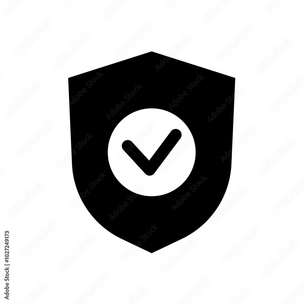 Shield with check sign, protection- vector icon Shield with check sign, protection- vector icon