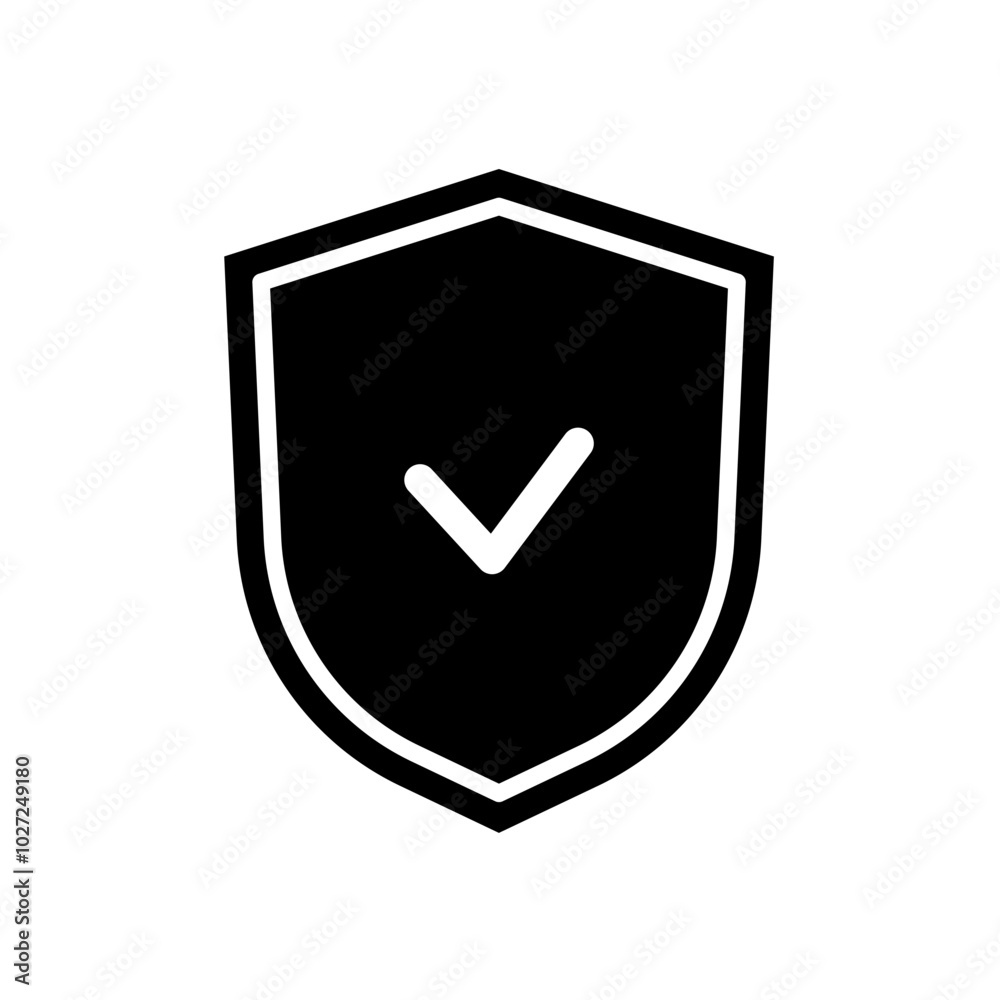 Shield with check sign, protection- vector icon Shield with check sign, protection- vector icon