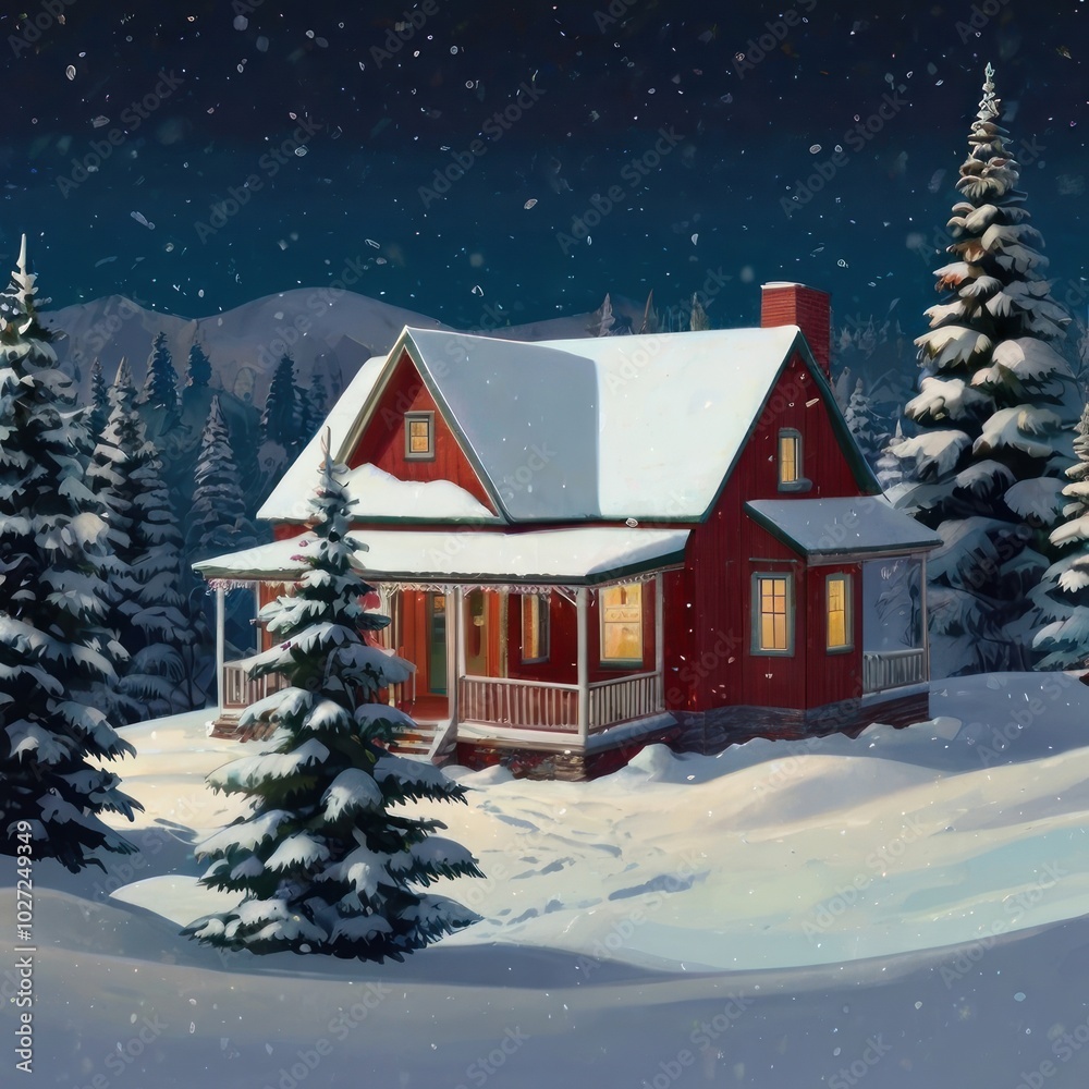 Fototapeta premium marry Christmas festive winter scene