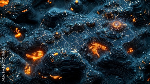 Wallpaper Mural Crowdfunding in Petrol Blue Illustration with Quantum Entanglement Concepts Torontodigital.ca