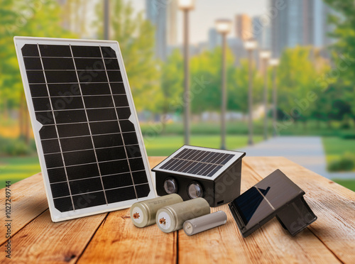 Solar energy kit with panel and batteries for clean power generation and eco-friendly applications