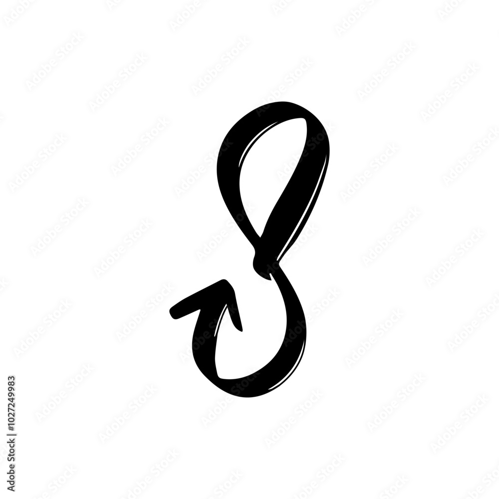 hand writing number 8 arrow black color hand writing number 8 arrow black color
