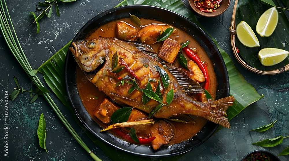 Karimeen mulaku curry is a hot and spicy fish curry seafood cuisine of kerala cooked with shallots curry leaves tamarind or gambooge and coconut milk popular dish in coastal area Karimeen mulaku curry is a hot and spicy fish curry seafood cuisine of kerala cooked with shallots curry leaves tamarind or gambooge and coconut milk popular dish in coastal area