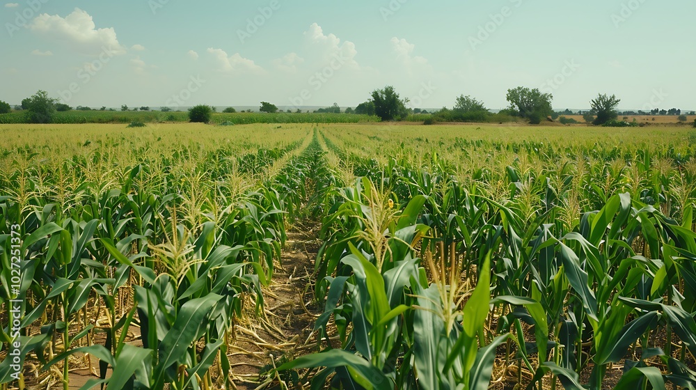 Fototapeta premium large maize field at the roadside