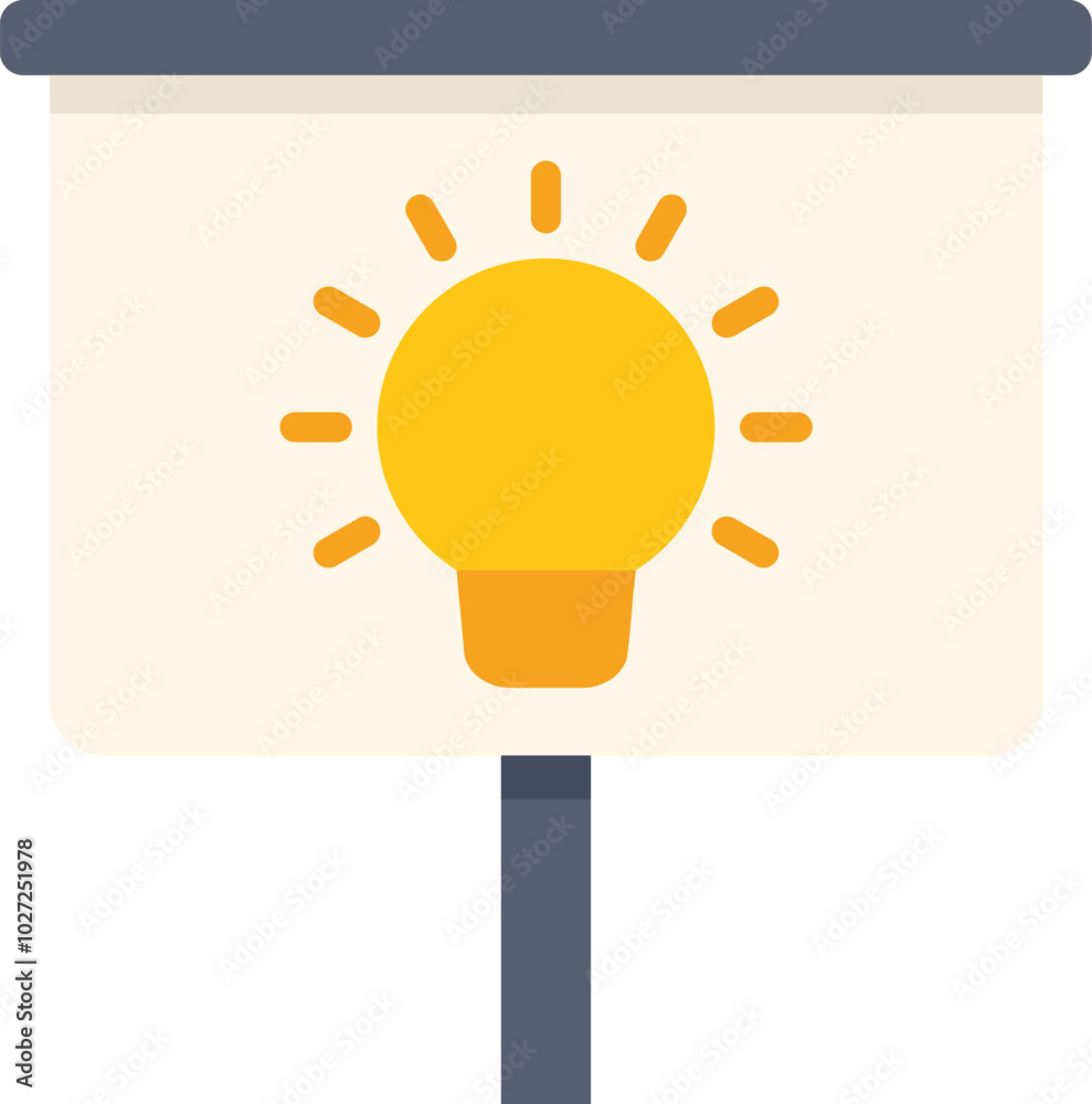 Simple flat design icon of a whiteboard showing a light bulb idea Simple flat design icon of a whiteboard showing a light bulb idea