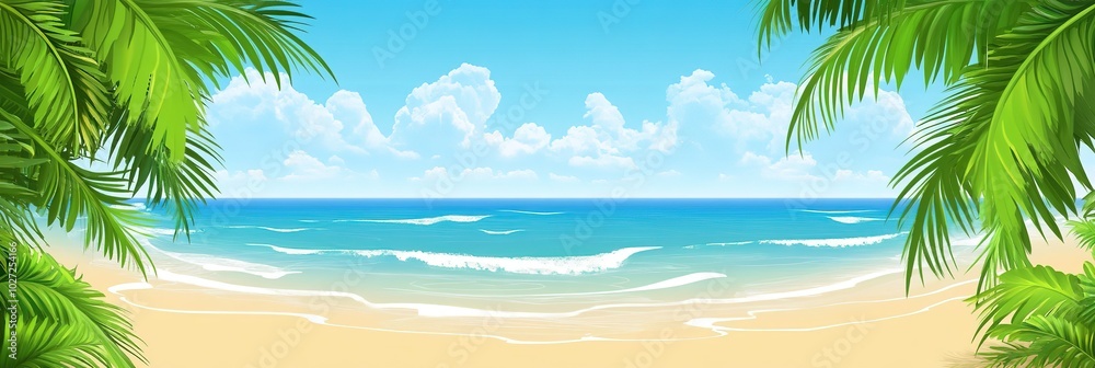 Obraz premium Summer beach with sky, Wide background 