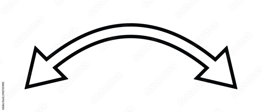 Dual sided arrow Vector. Semicircular curved wide short double ended arrow. Vector illustration. Dual semi circle arrow. Dual sided arrow Vector. Semicircular curved wide short double ended arrow. Vector illustration. Dual semi circle arrow.