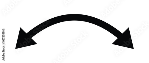 Dual sided arrow Vector.  Semicircular curved wide short double ended arrow.  Dual semi circle arrow.  Vector illustration.