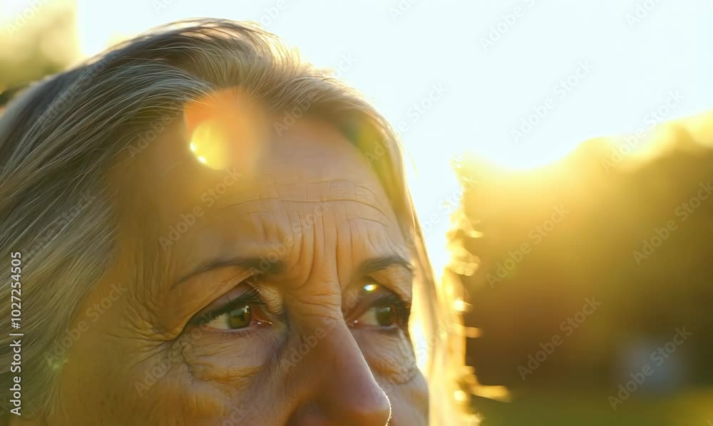 Pensive Elderly Woman in Sunny Park Portrait Pensive Elderly Woman in Sunny Park Portrait
