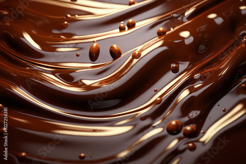 Processed collage of melted liquid chocolate texture. Background for banner, backdrop or texture