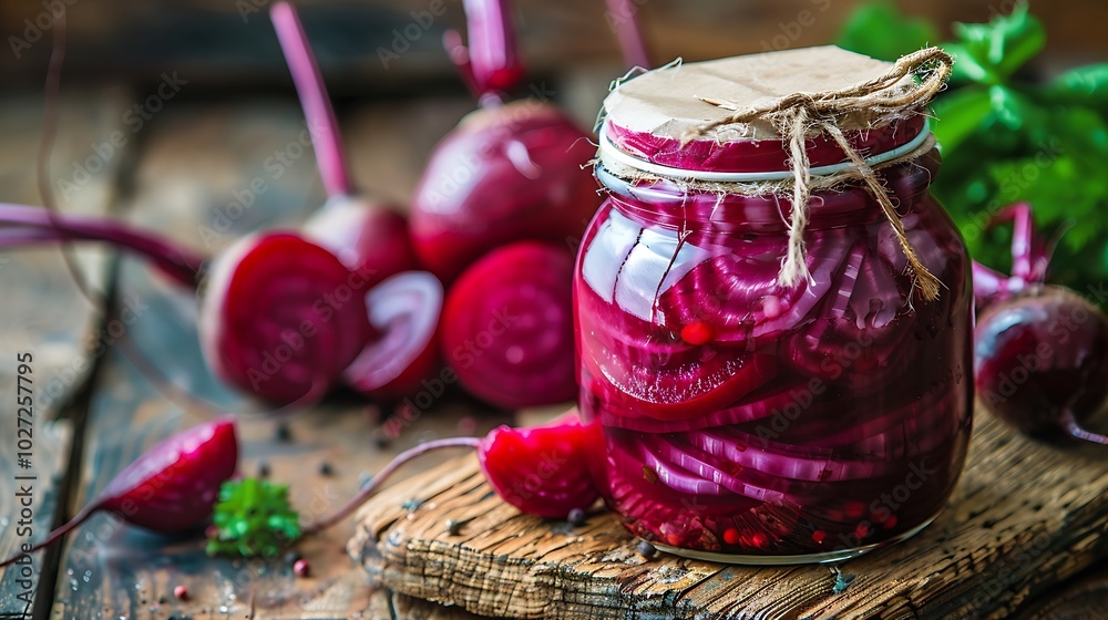 Pickled Beet on rustic wooden background Pickled Beet on rustic wooden background