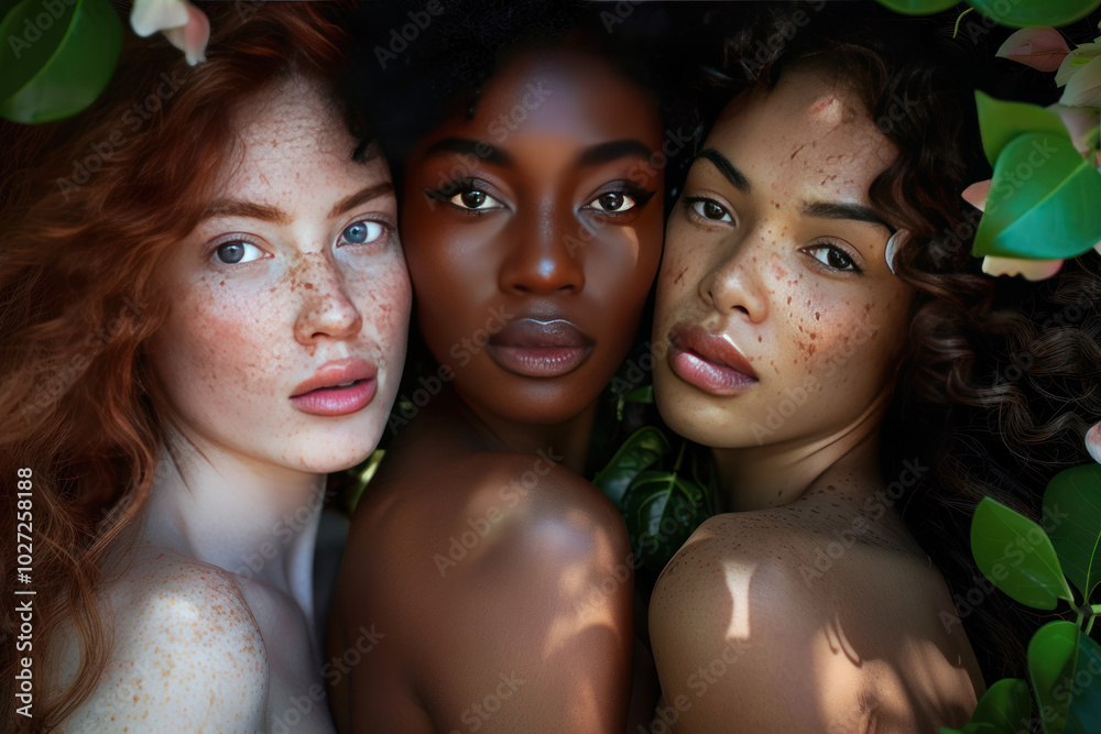 A beauty photoshoot highlighting inclusivity, featuring women with diverse skin tones, body types, and unique styles A beauty photoshoot highlighting inclusivity, featuring women with diverse skin tones, body types, and unique styles