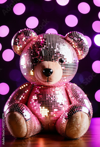 pink shiny disco teddy bear