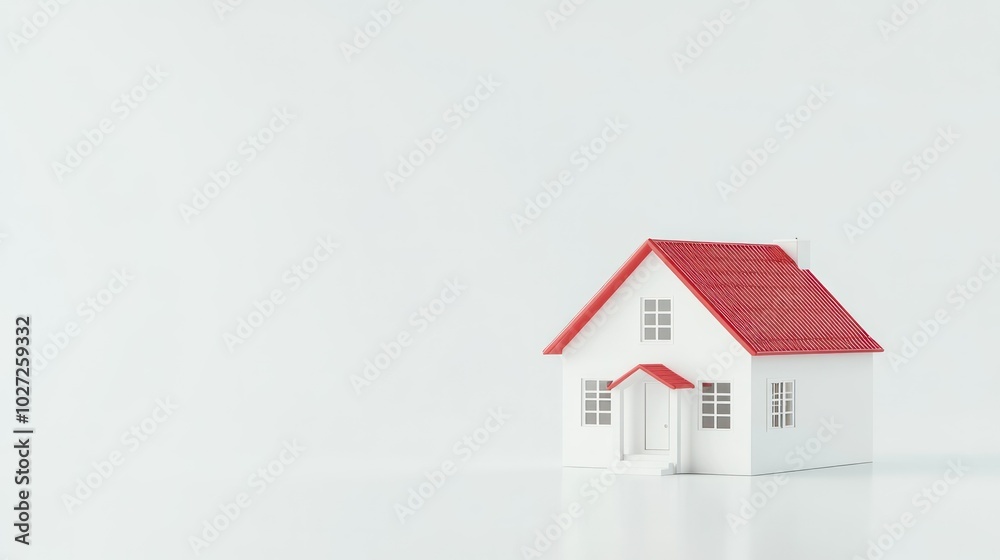 White House Model with Red Roof on White Background White House Model with Red Roof on White Background