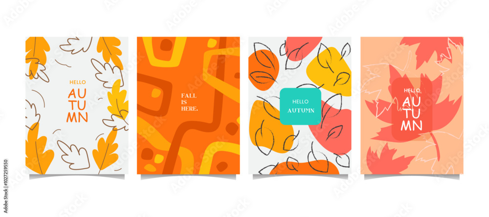 hello autumn poster template set for social media, Instagram, banners hello autumn poster template set for social media, Instagram, banners