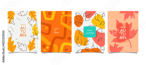 hello autumn poster template set for social media, Instagram, banners