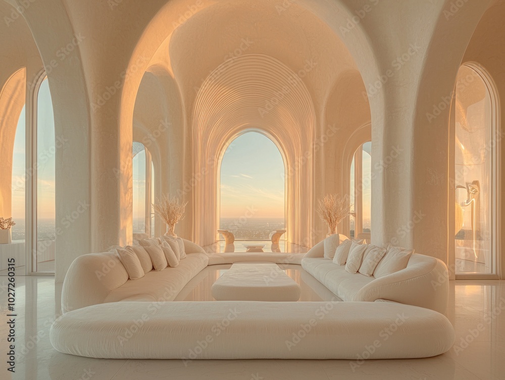 Minimalist living room with a stunning view.