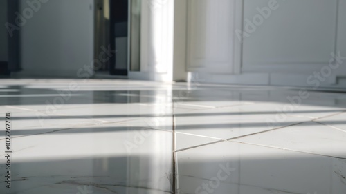 white floor of white room with sunglight background  daylight of sun in room background wallpaper for mockup design