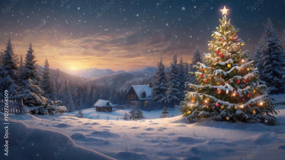 Fototapeta premium marry Christmas festive winter scene