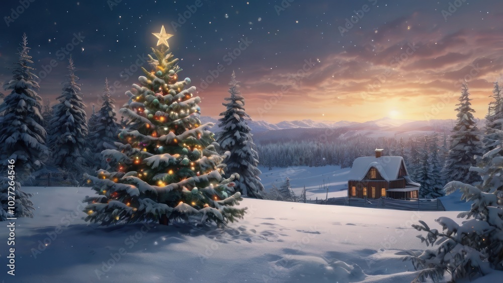 Fototapeta premium marry Christmas festive winter scene