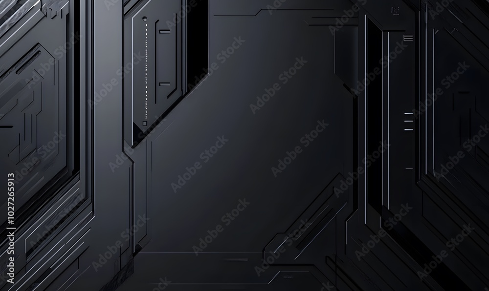 Dark gray and black technology presentation background, Generative AI Dark gray and black technology presentation background, Generative AI