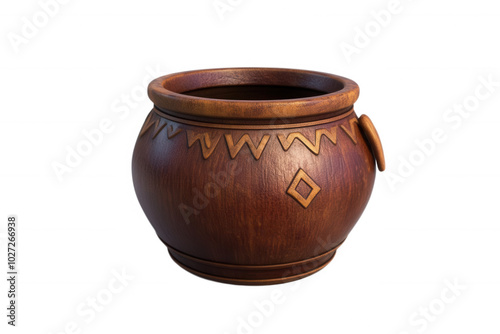 Wallpaper Mural A clay pot with intricate carvings and a wooden rim, transparent background Torontodigital.ca