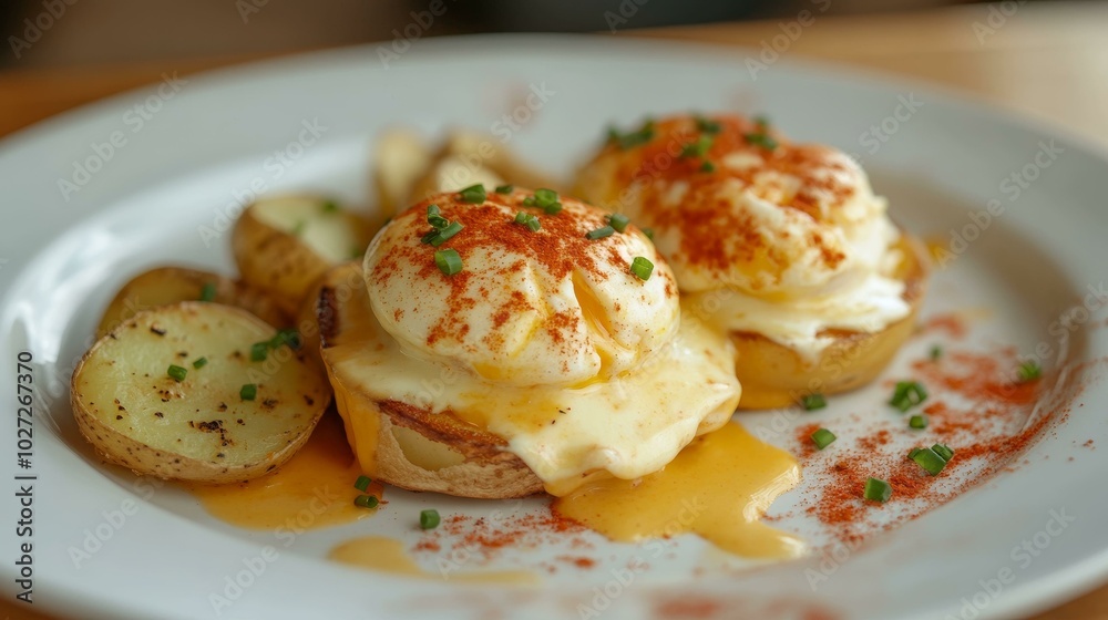 Indulge in Perfectly Made Eggs Benedict with Savory Potato Sides - A Delicious Brunch Delight Indulge in Perfectly Made Eggs Benedict with Savory Potato Sides - A Delicious Brunch Delight
